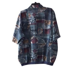 Lilly Dache Mens XXL Gray Purple Polo Tshirt Abstract Disco Rave Vintage 70s‎